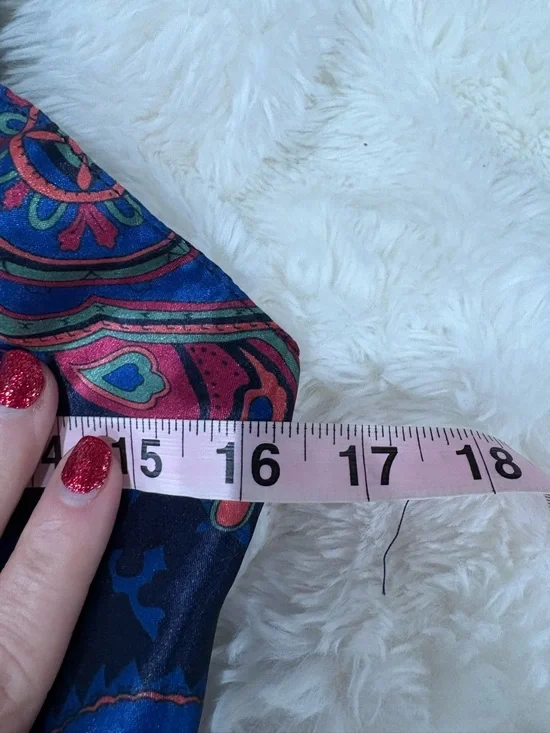 Navy Paisley Lace-Up Satin Slip Dress - Picture 6 of 8